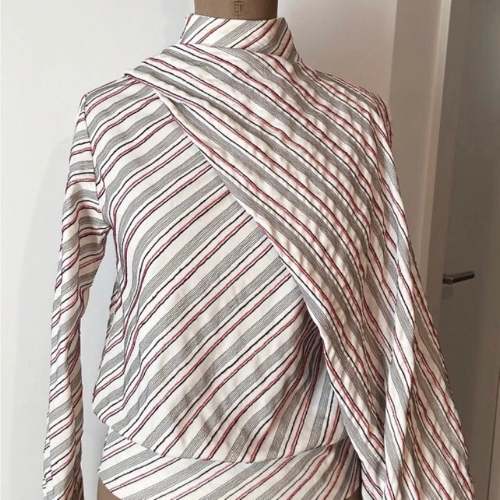 JW Anderson beaded stripe drape shirt